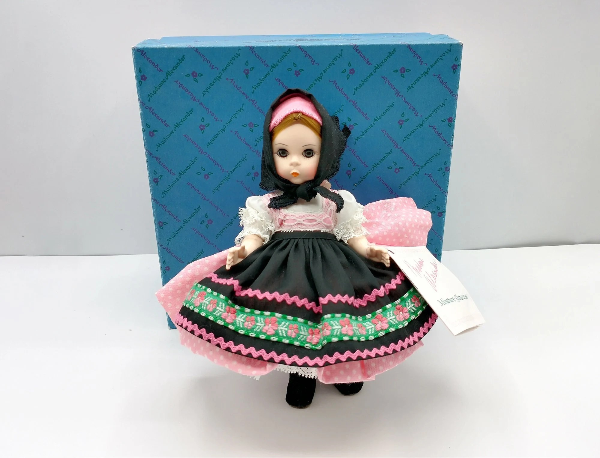 Madame Alexander Yugoslavia #589 Girl Doll - International Series - Restrung - Vintage 8” Hard Plastic doll with Original Box, Wrist Tag