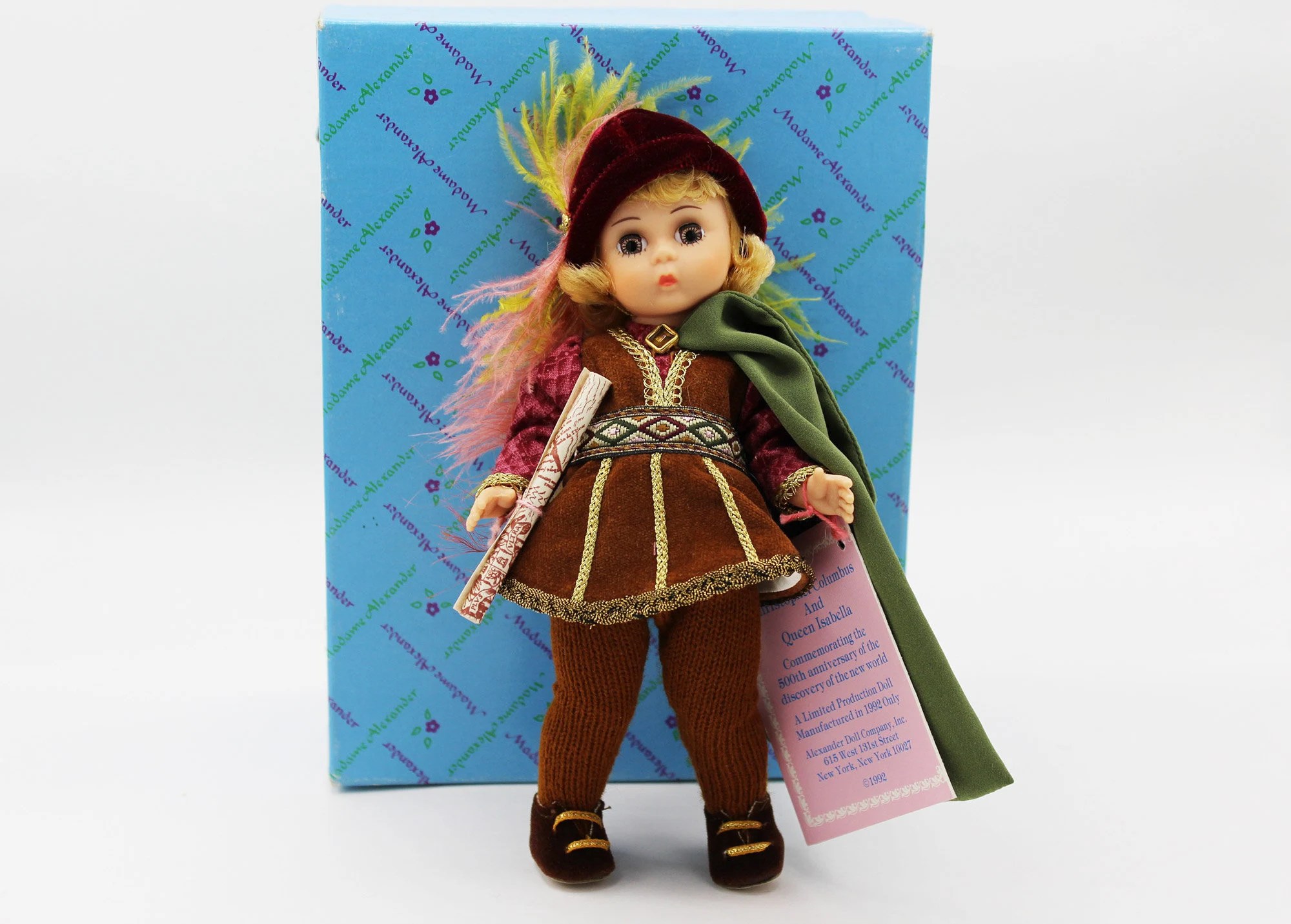 Madame Alexander – Christopher Columbus Boy Doll #328 – Americana Series – Restrung - Vintage Doll w/ Box & Tag at A Dolly Hobby