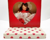 Nancy Ann Storybook Queen of Hearts #157 Girl Doll - Storybook Series - Vintage 5.5” Bisque Original Box, Heart Insert, Wrist Band 1936-1948